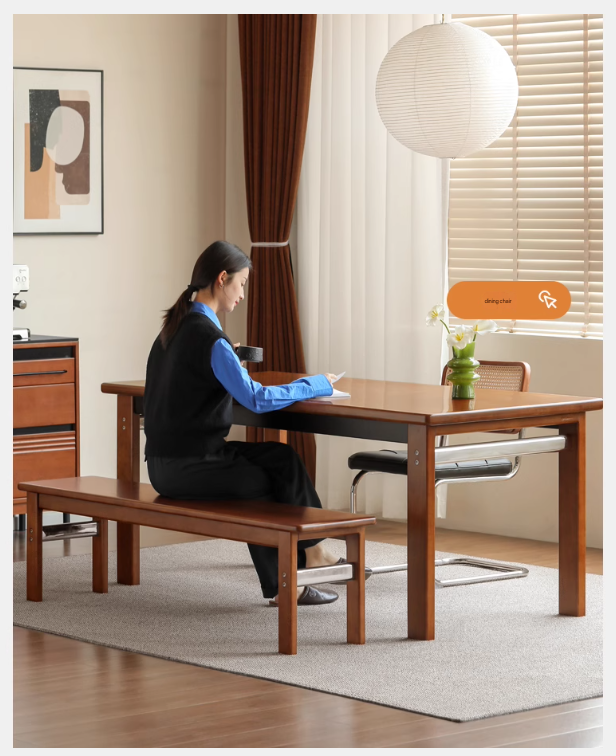 Poplar Solid Wood Bauhaus Retro Antique Style Dining Table