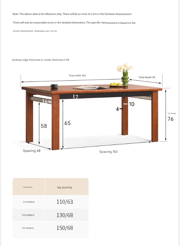 Poplar Solid Wood Bauhaus Retro Antique Style Dining Table