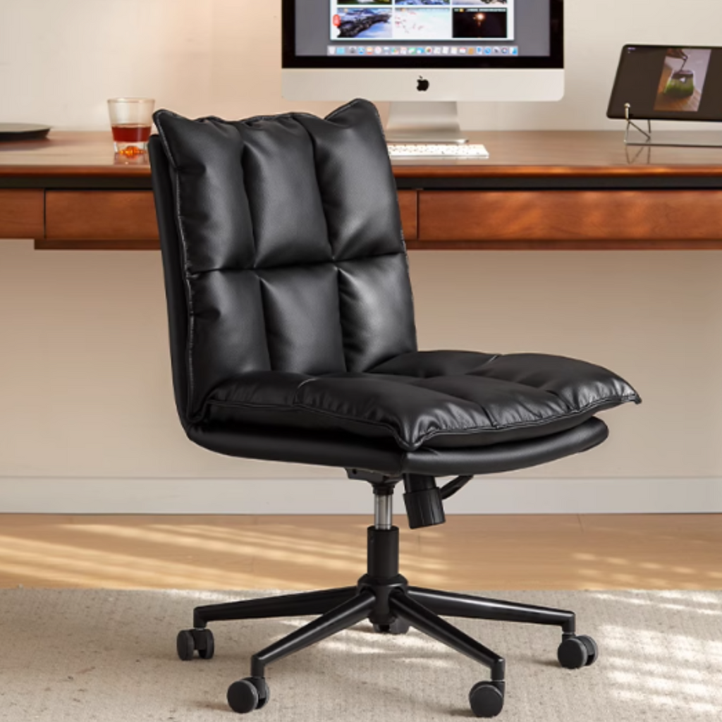 Organic Leather Rotating Modern Back Chair