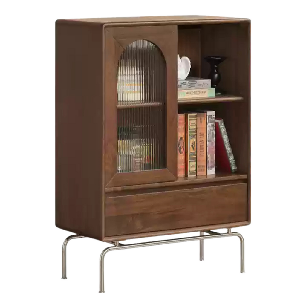 Black Walnut Solid Wood French Retro Side Cabinet