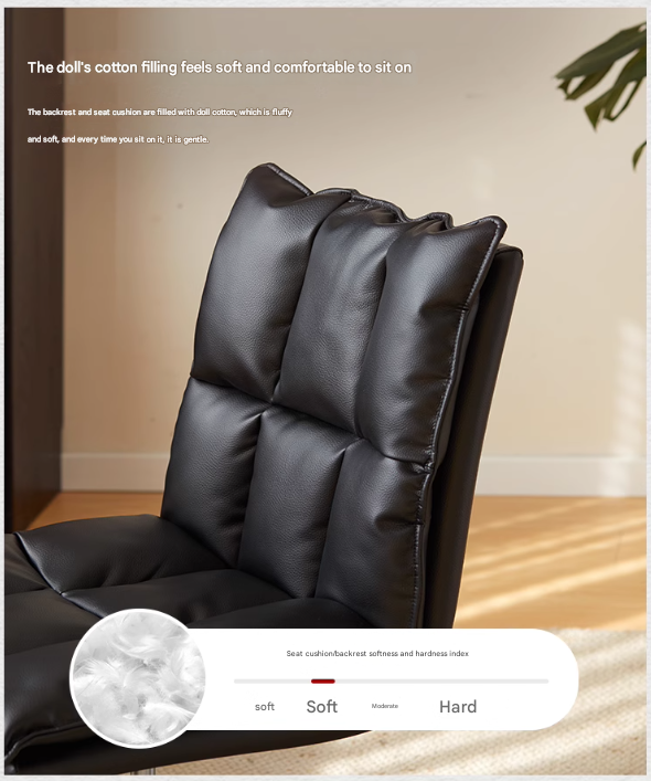 Organic Leather Rotating Modern Back Chair