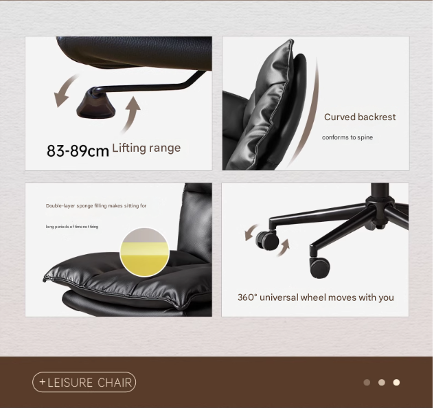 Organic Leather Rotating Modern Back Chair