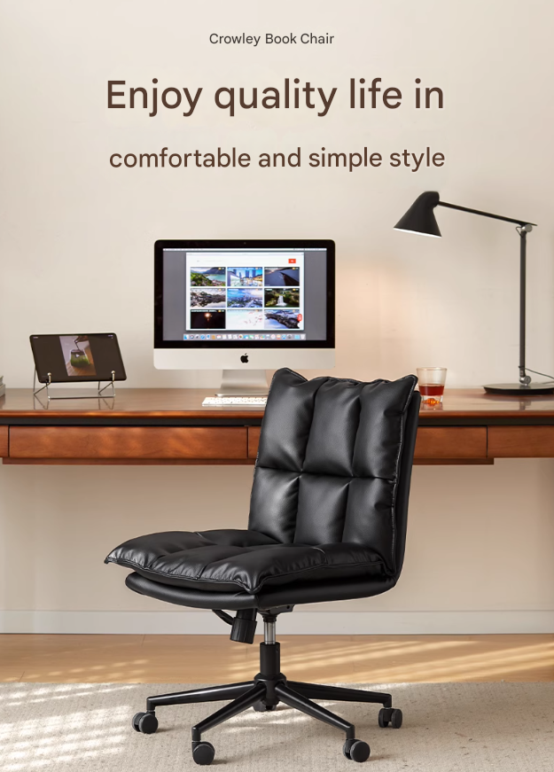 Organic Leather Rotating Modern Back Chair