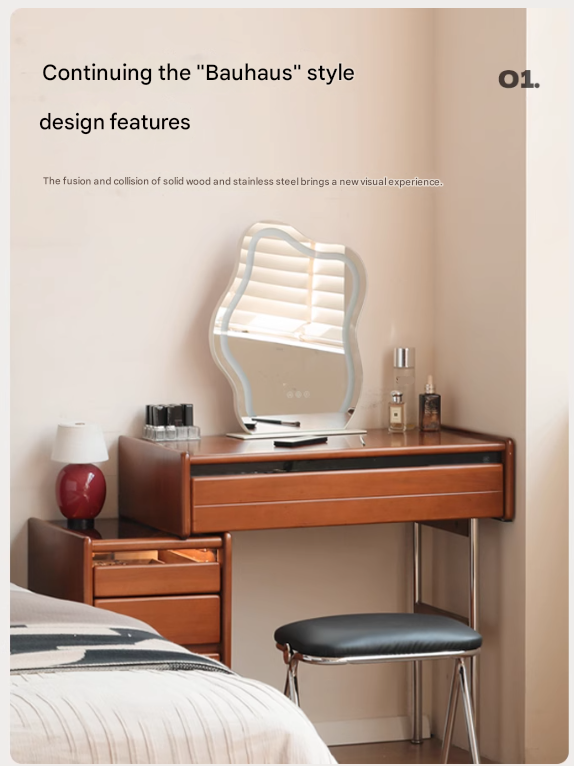 Poplar Solid Wood Bauhaus Multi Functional Dressing Table.