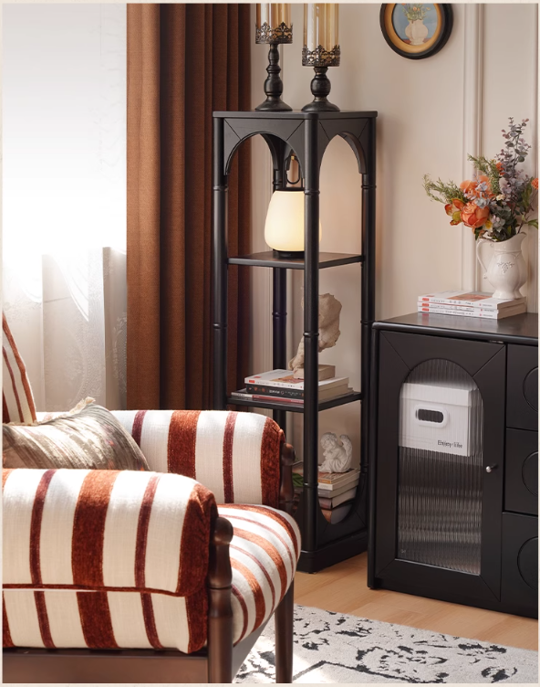 Rubber Solid Wood French Retro Black Corner Storage