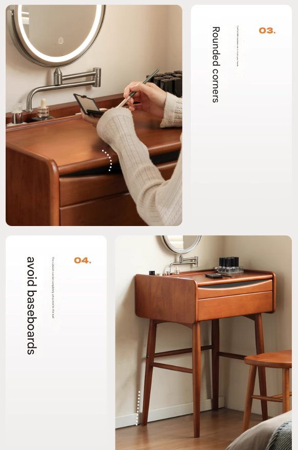 Poplar Solid Wood Multi Functional Retro Dressing Table
