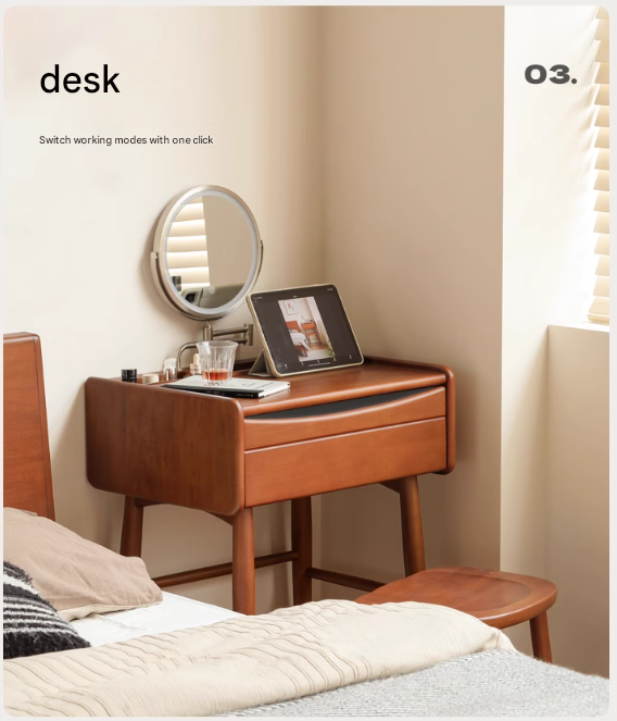 Poplar Solid Wood Multi Functional Retro Dressing Table