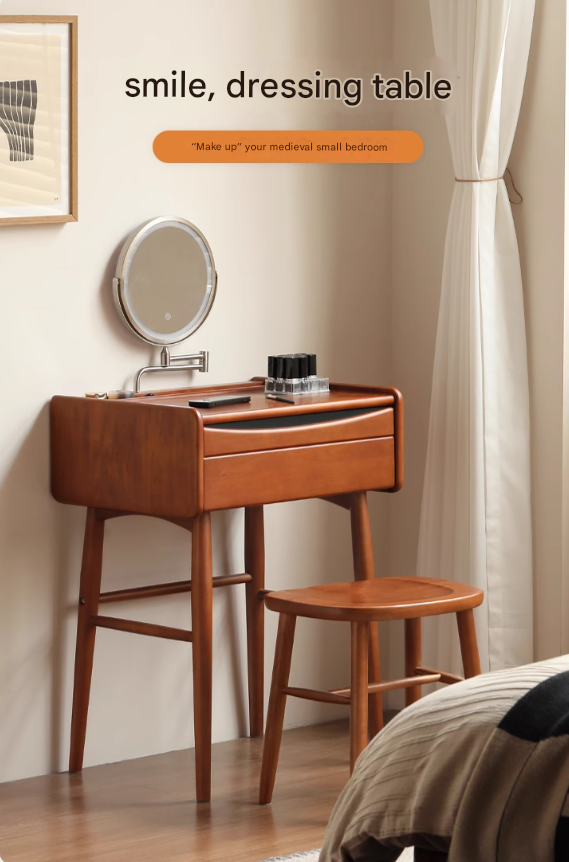 Poplar Solid Wood Multi Functional Retro Dressing Table
