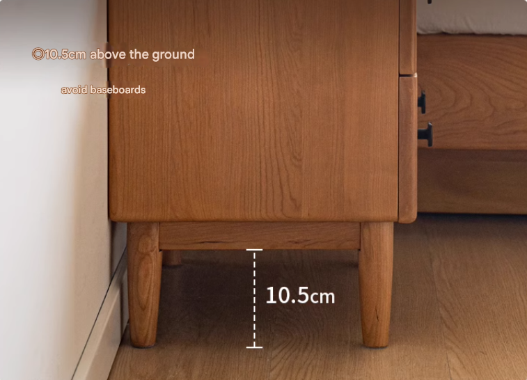 Cherry Solid Wood Retro Two Drawn Nightstand