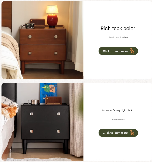 Cherry Solid Wood Retro Two Drawn Nightstand