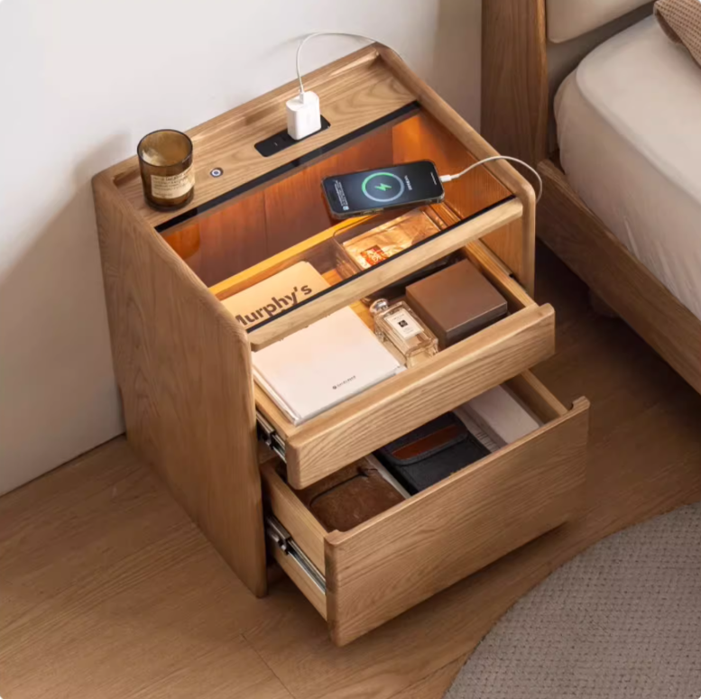 Oak, Ash Solid Wood Modern Nightstand