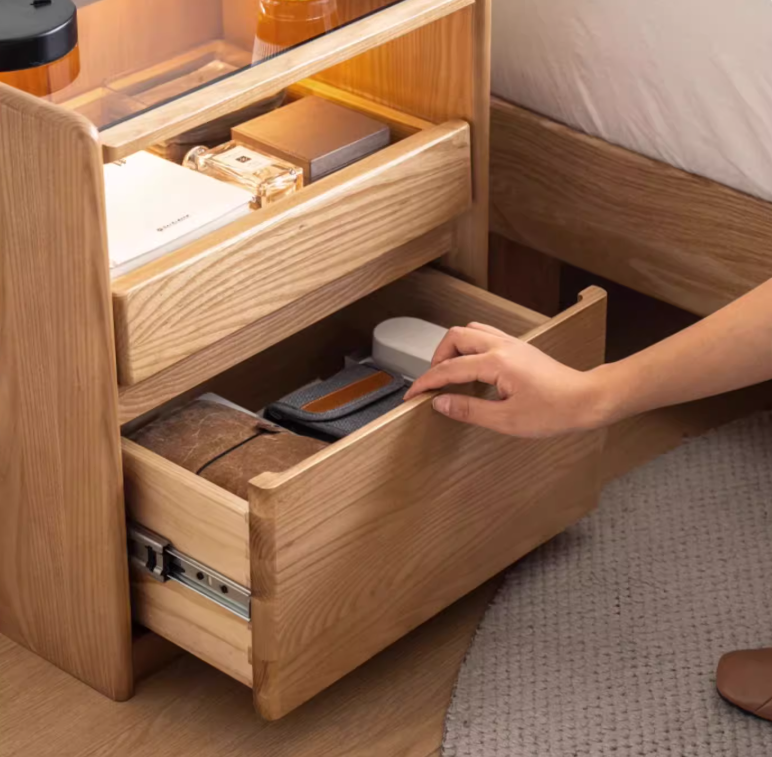 Oak, Ash Solid Wood Modern Nightstand