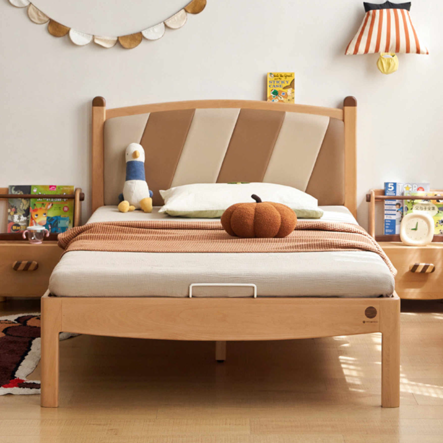 Beech Solid Wood Children's Modern Simple Single Bed