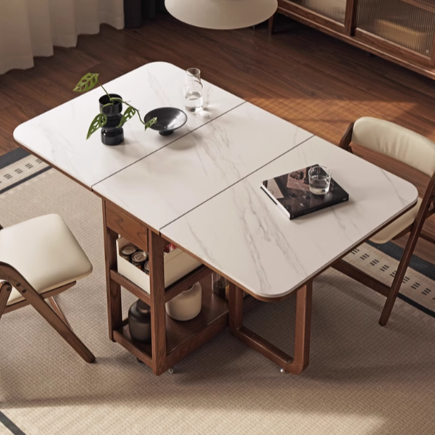 Oak Solid Wood Folding Rock Dining Table