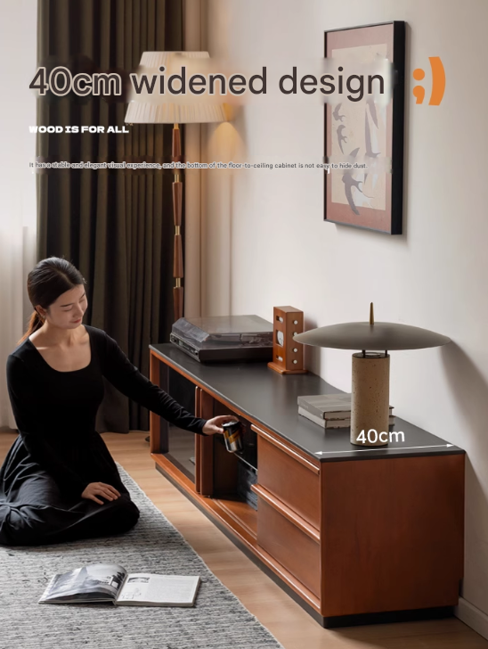 Poplar Solid Wood Antique Style Standing Rock Panel TV Cabinet