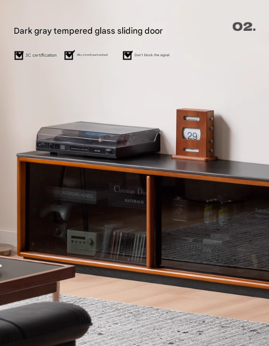 Poplar Solid Wood Antique Style Standing Rock Panel TV Cabinet