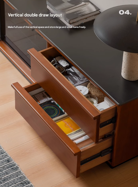 Poplar Solid Wood Antique Style Standing Rock Panel TV Cabinet