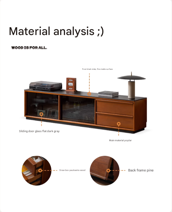 Poplar Solid Wood Antique Style Standing Rock Panel TV Cabinet