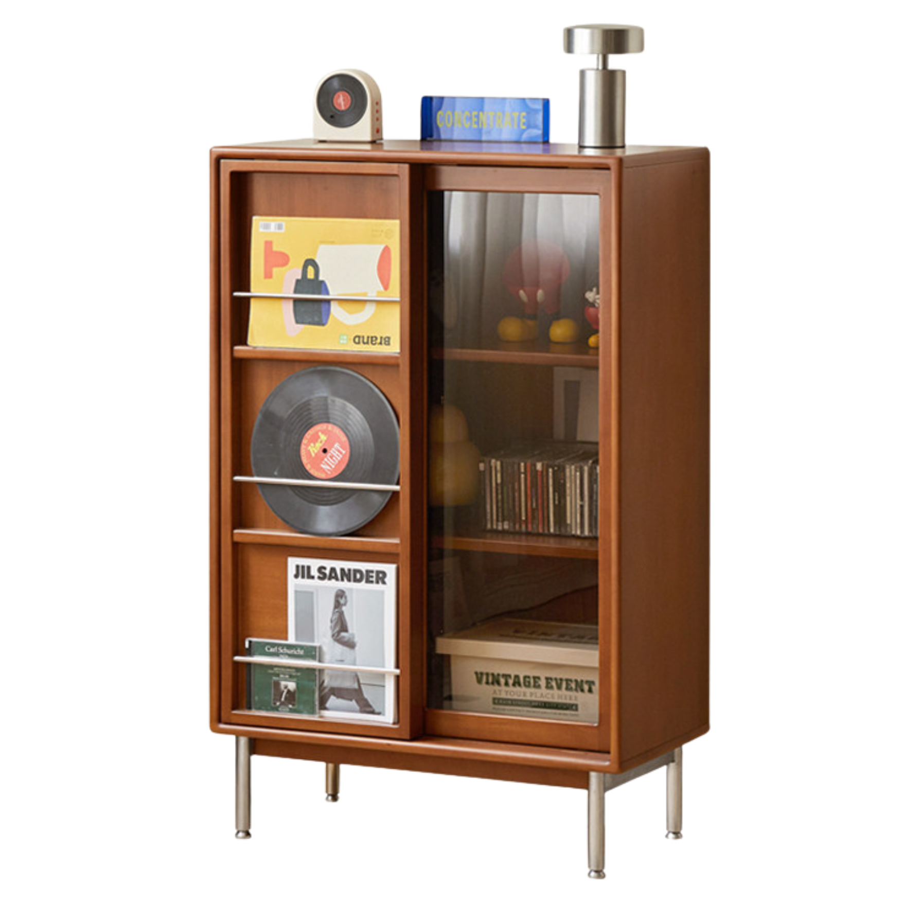 Poplar Solid Wood Ancient Style Sliding Door Side Cabinet