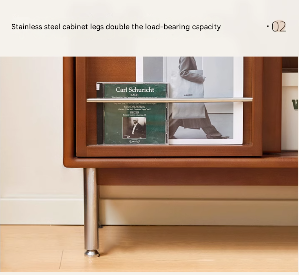 Poplar Solid Wood Ancient Style Sliding Door Side Cabinet