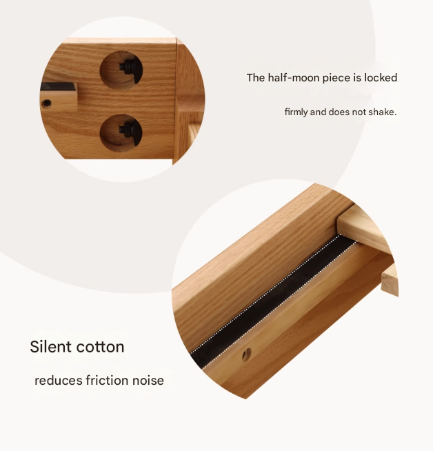 Oak solid wood bed with light and bookshelf