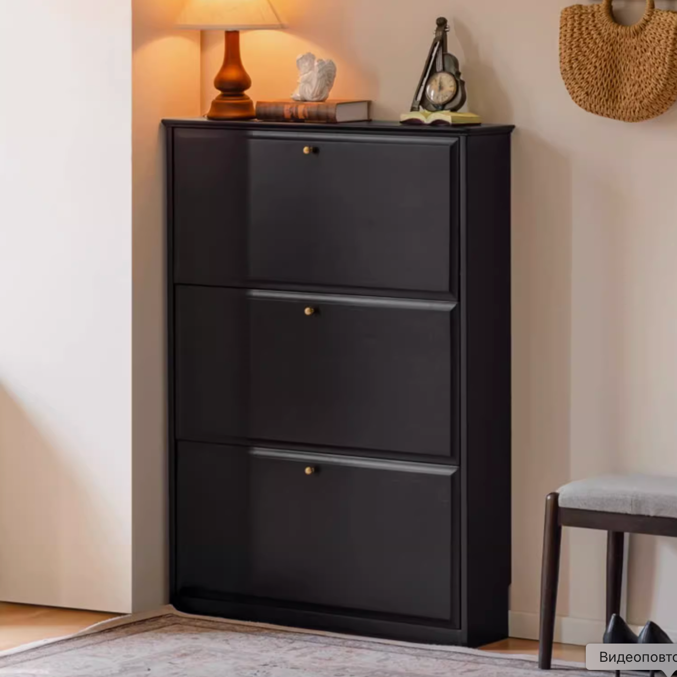 Oak Solid Wood American Retro Style Shoe Cabinet