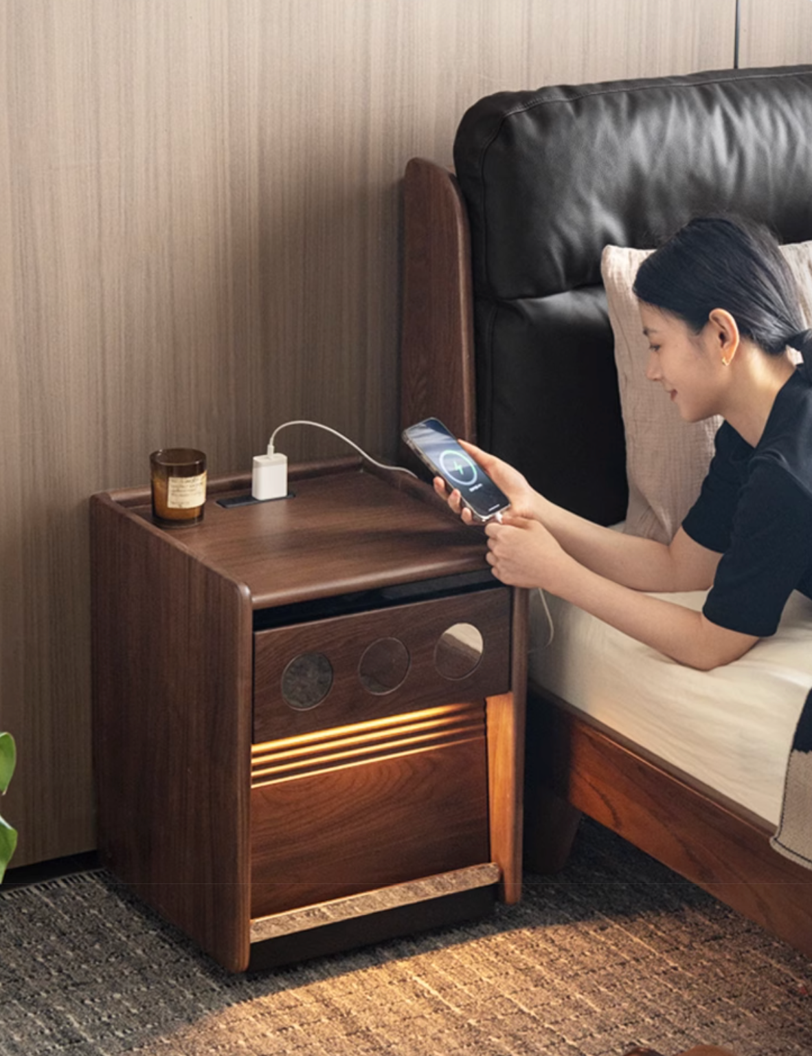 Black Walnut, Cherry, Ash, Poplar Solid Wood Nightstand