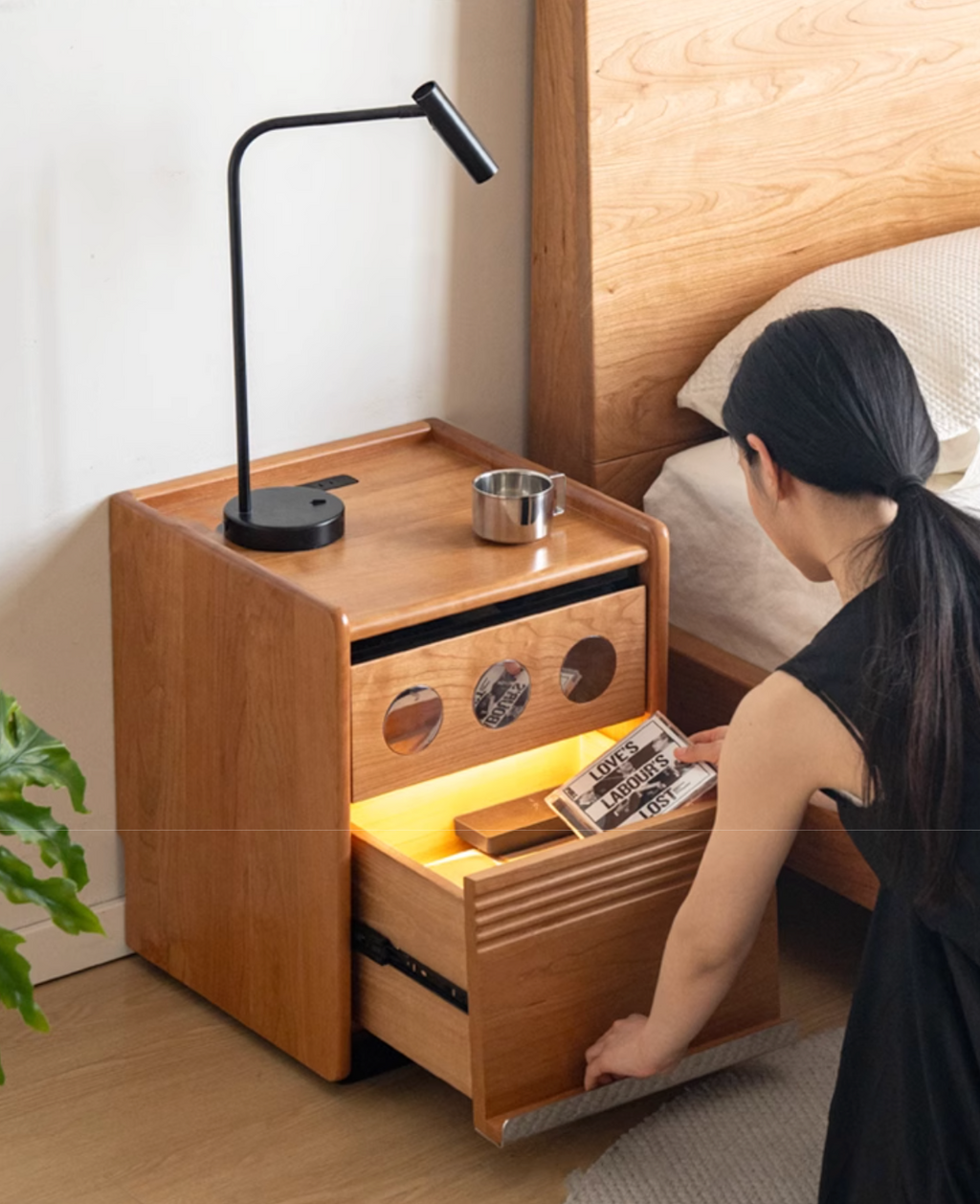 Black Walnut, Cherry, Ash, Poplar Solid Wood Nightstand