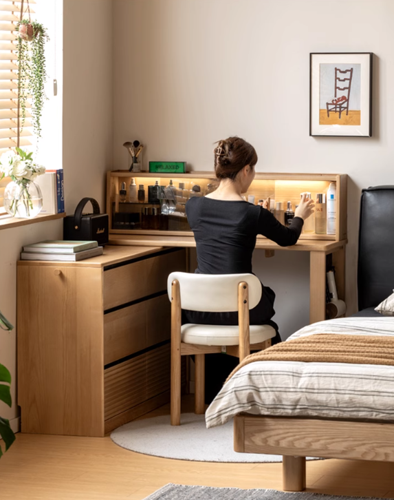 Ash Solid Wood Modern Multi-function Dressing Table