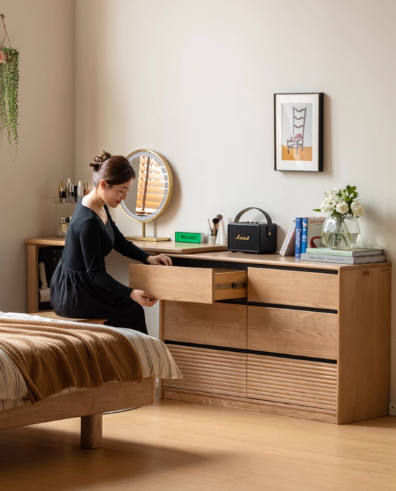 Ash Solid Wood Modern Multi-function Dressing Table