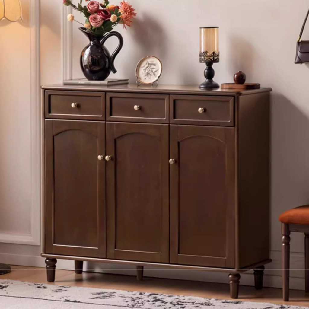 Poplar Solid Wood American Retro Shoe Cabinet