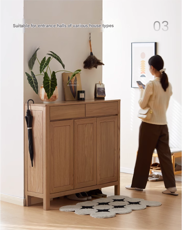 Ash Solid Wood Modern Large Shoe Cabinet