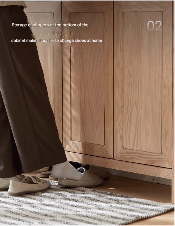 Ash Solid Wood Modern Large Shoe Cabinet