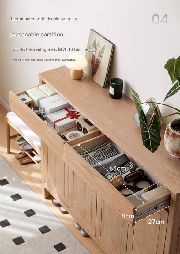Ash Solid Wood Modern Large Shoe Cabinet