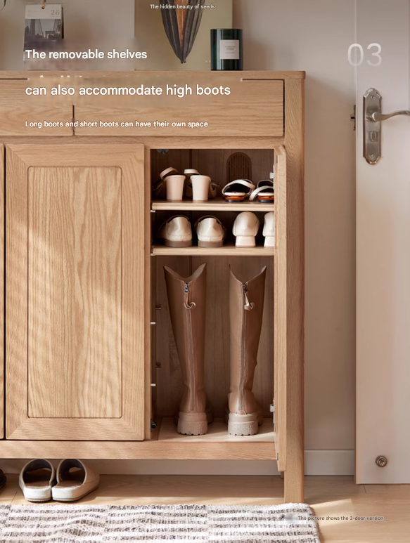 Ash Solid Wood Modern Large Shoe Cabinet