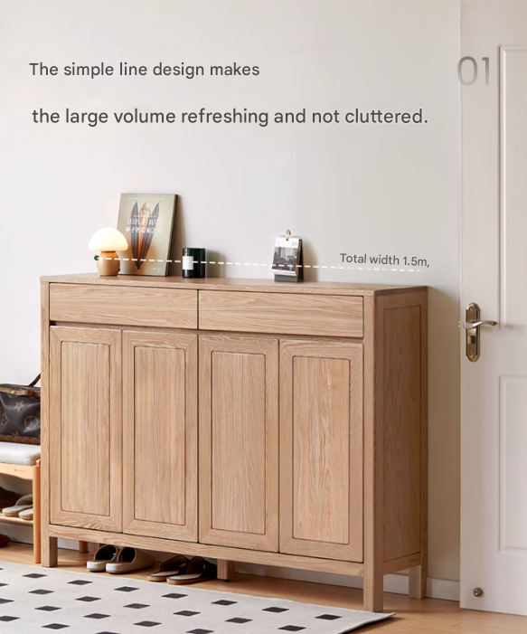 Ash Solid Wood Modern Large Shoe Cabinet