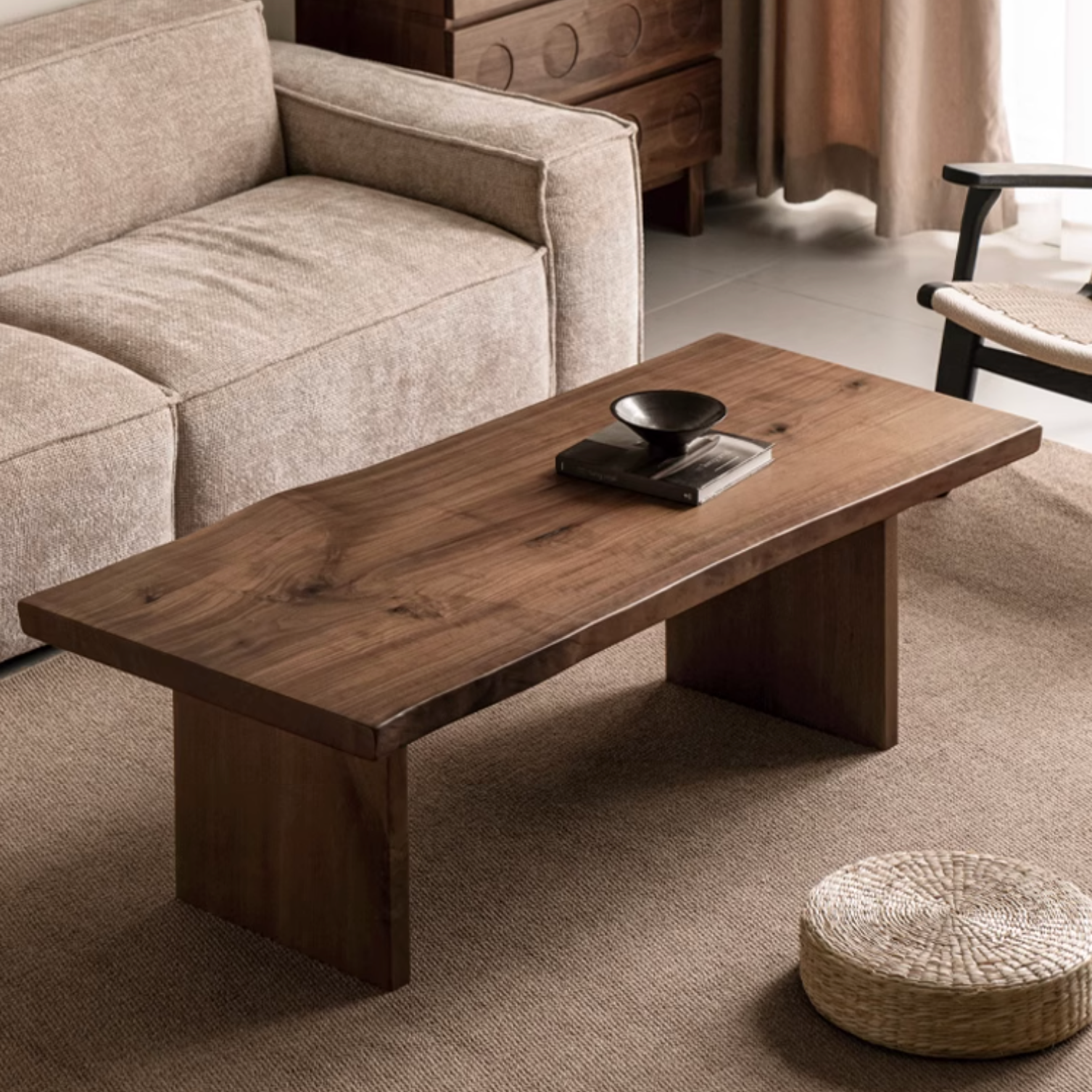 Black Walnut Solid Wood Wabi Sabi Style Coffee Table