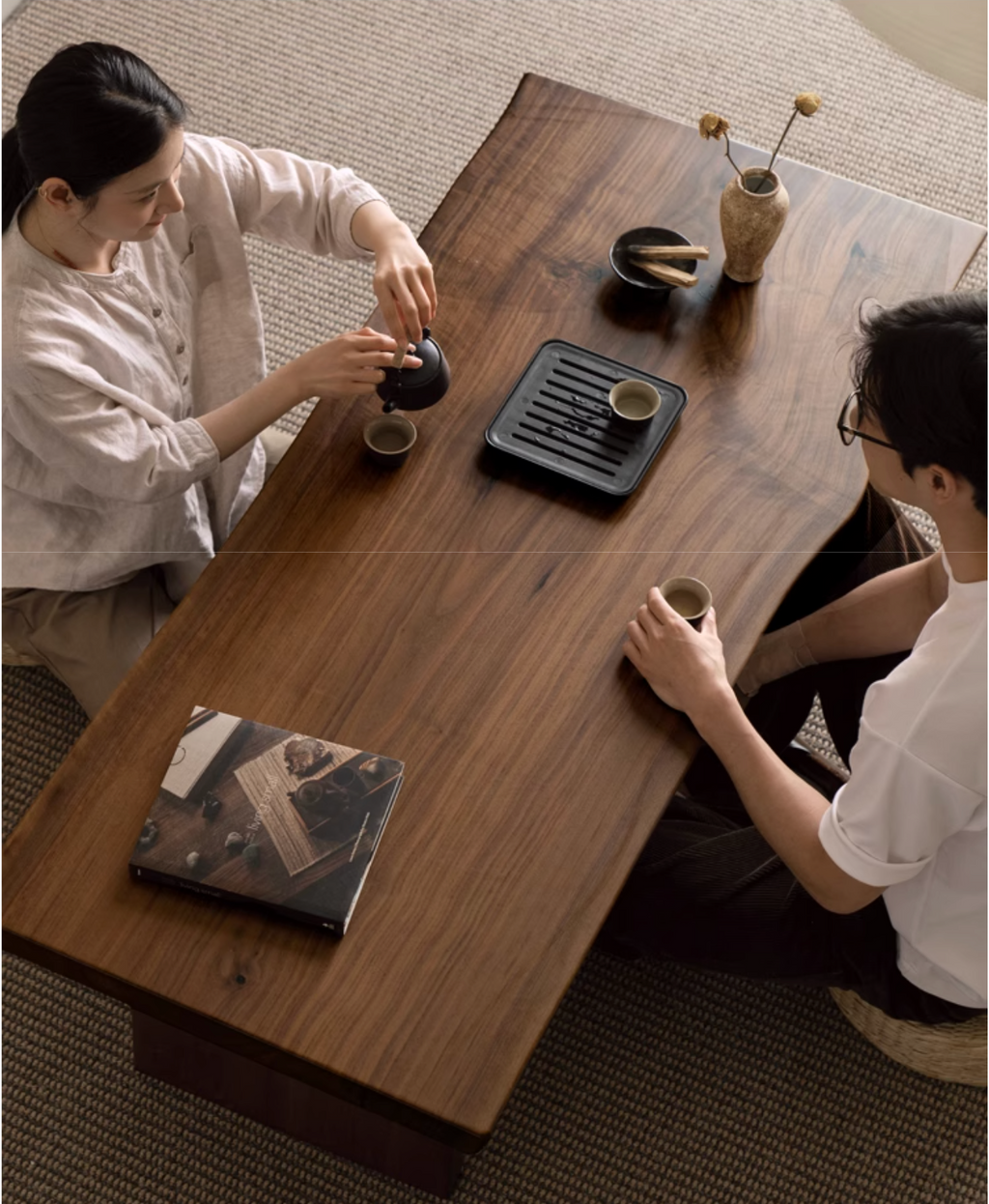 Black Walnut Solid Wood Wabi Sabi Style Coffee Table