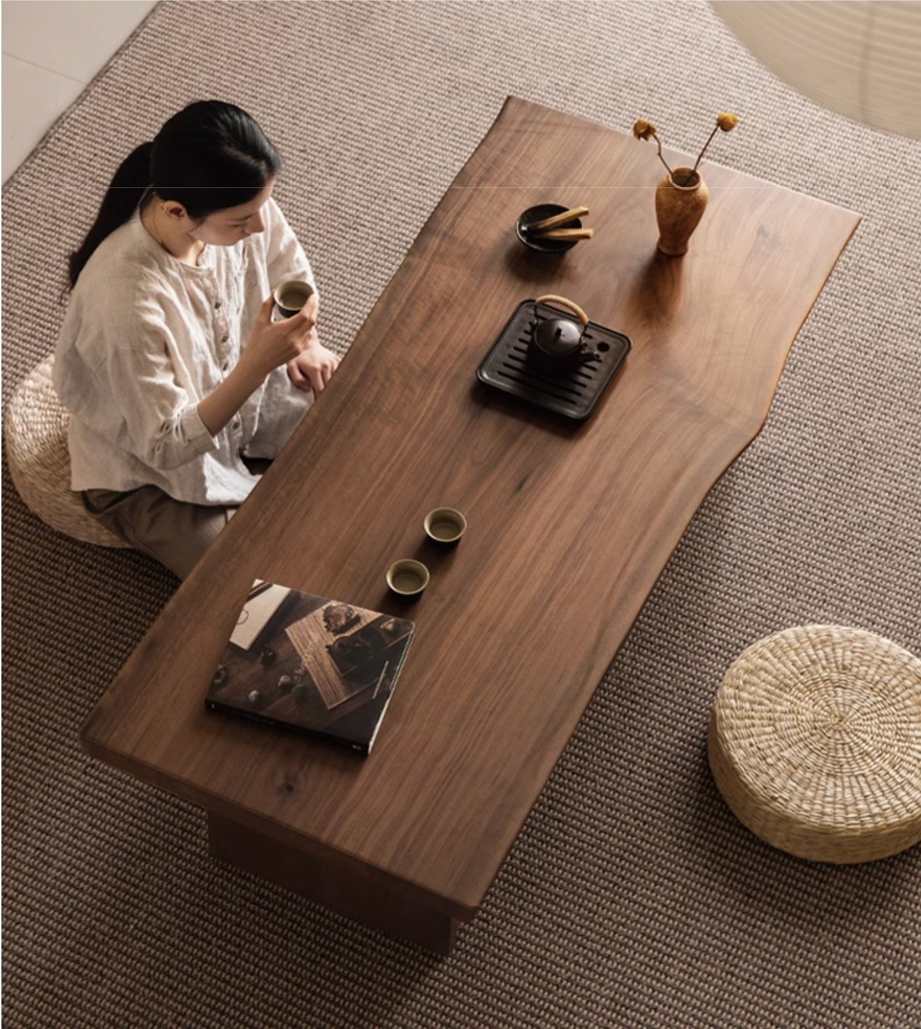 Black Walnut Solid Wood Wabi Sabi Style Coffee Table