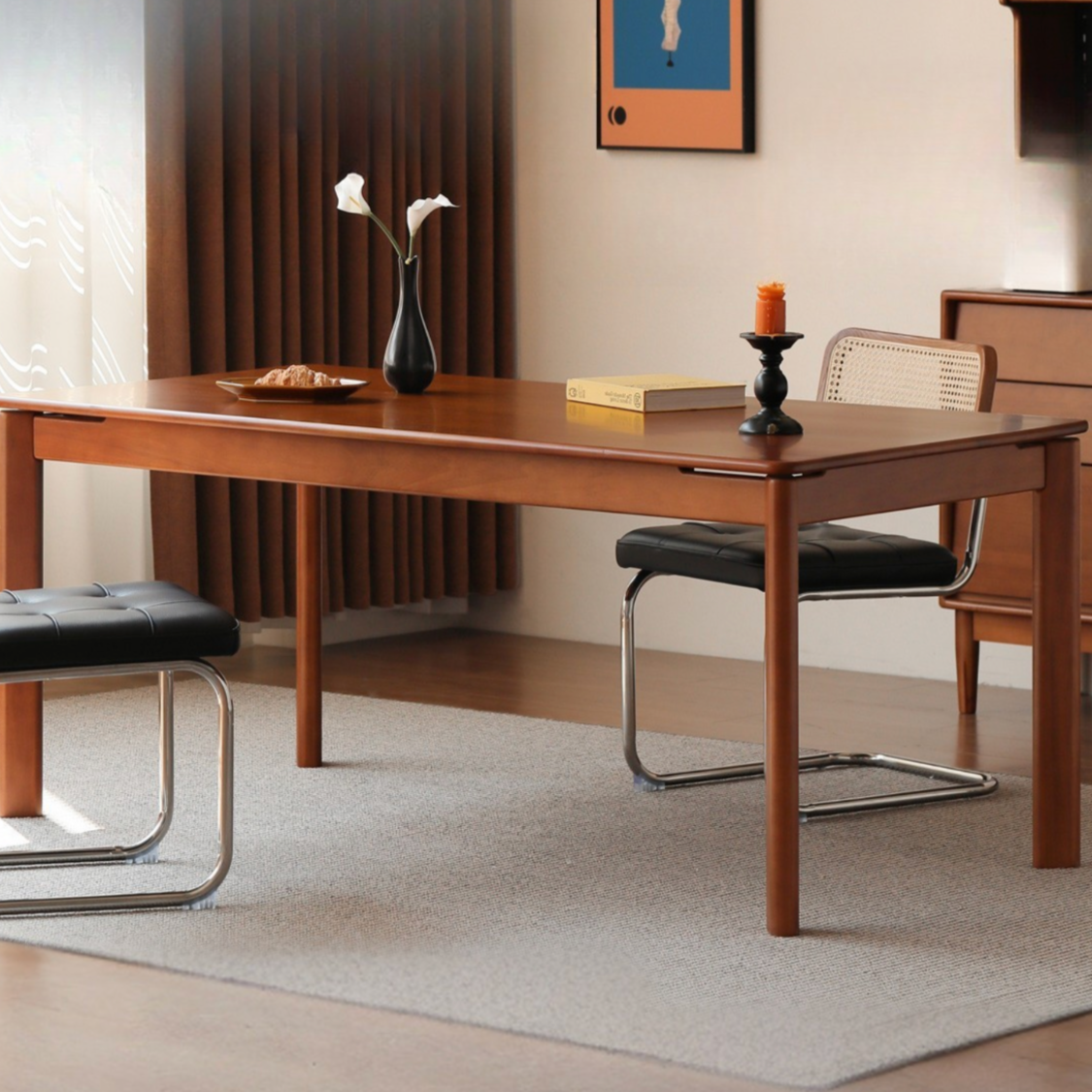 Poplar Solid Wood Antique Style Dining Table