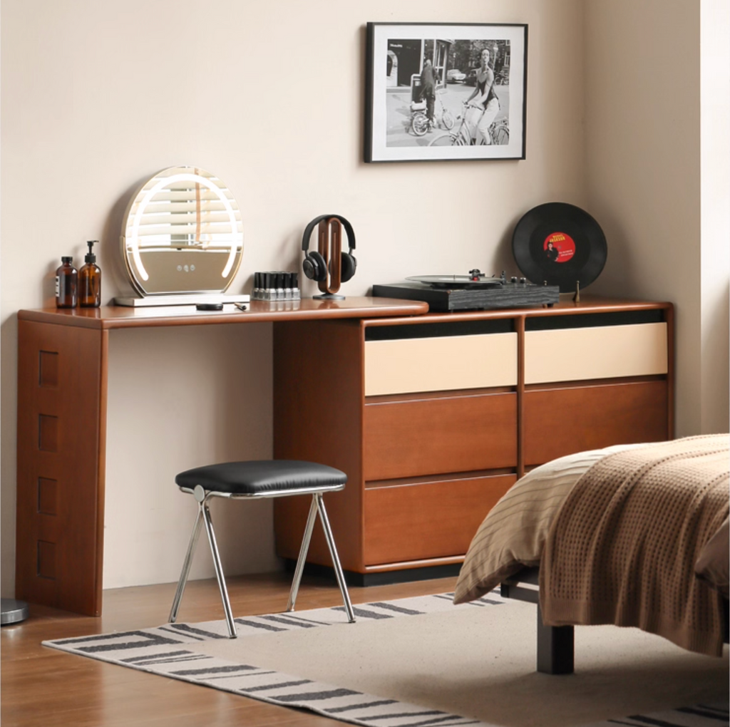 Poplar Solid Wood Bauhaus Style Dressing Table