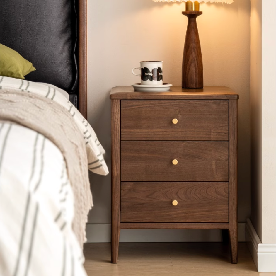 Black Walnut Solid Wood Nordic Style Nightstand