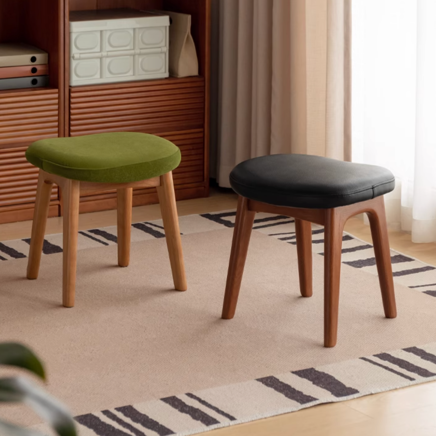 Oak, Cherry Solid Wood Makeup Stool