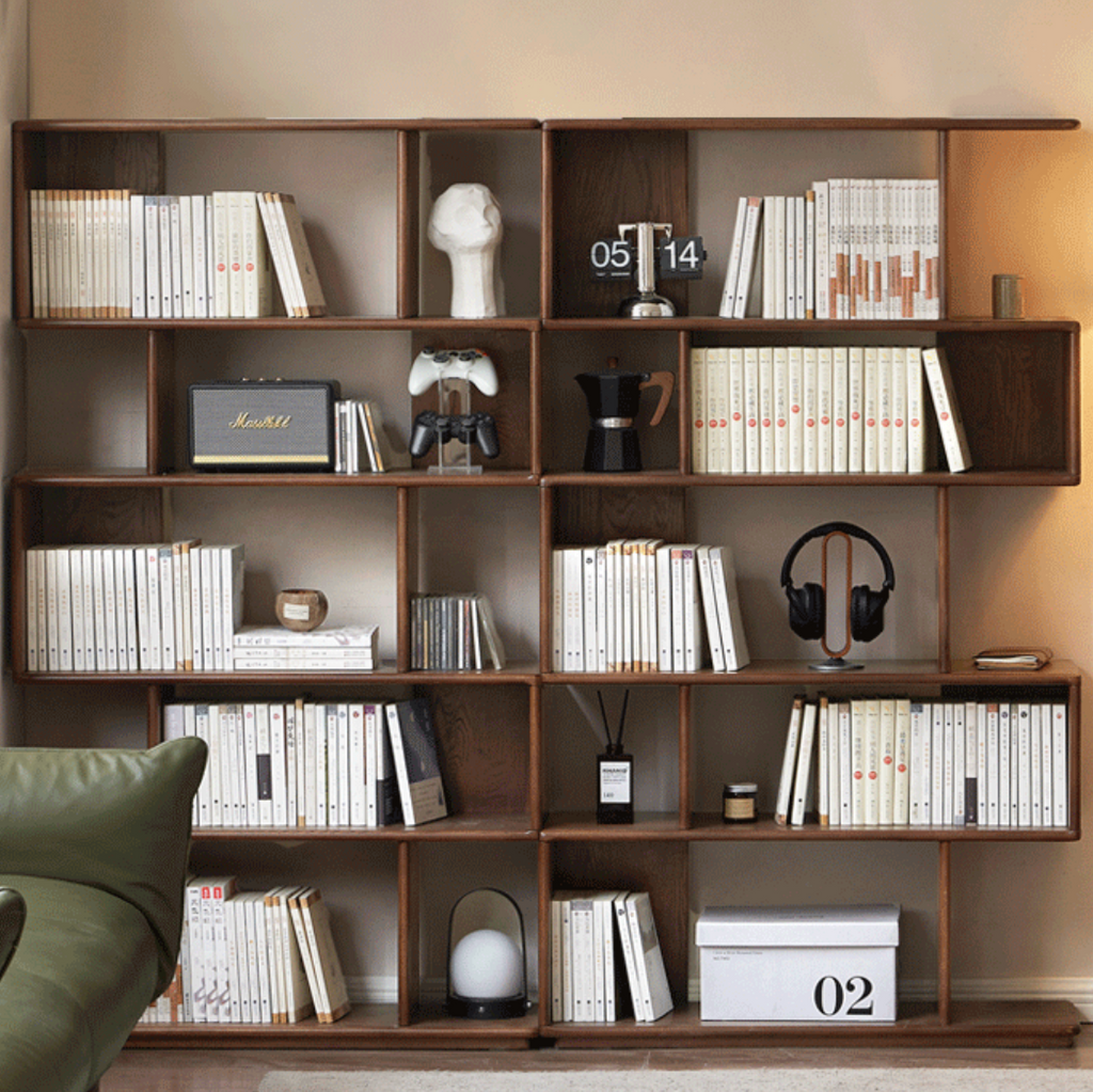 Oak Solid Wood Modern Minimalist Style Bookshelf