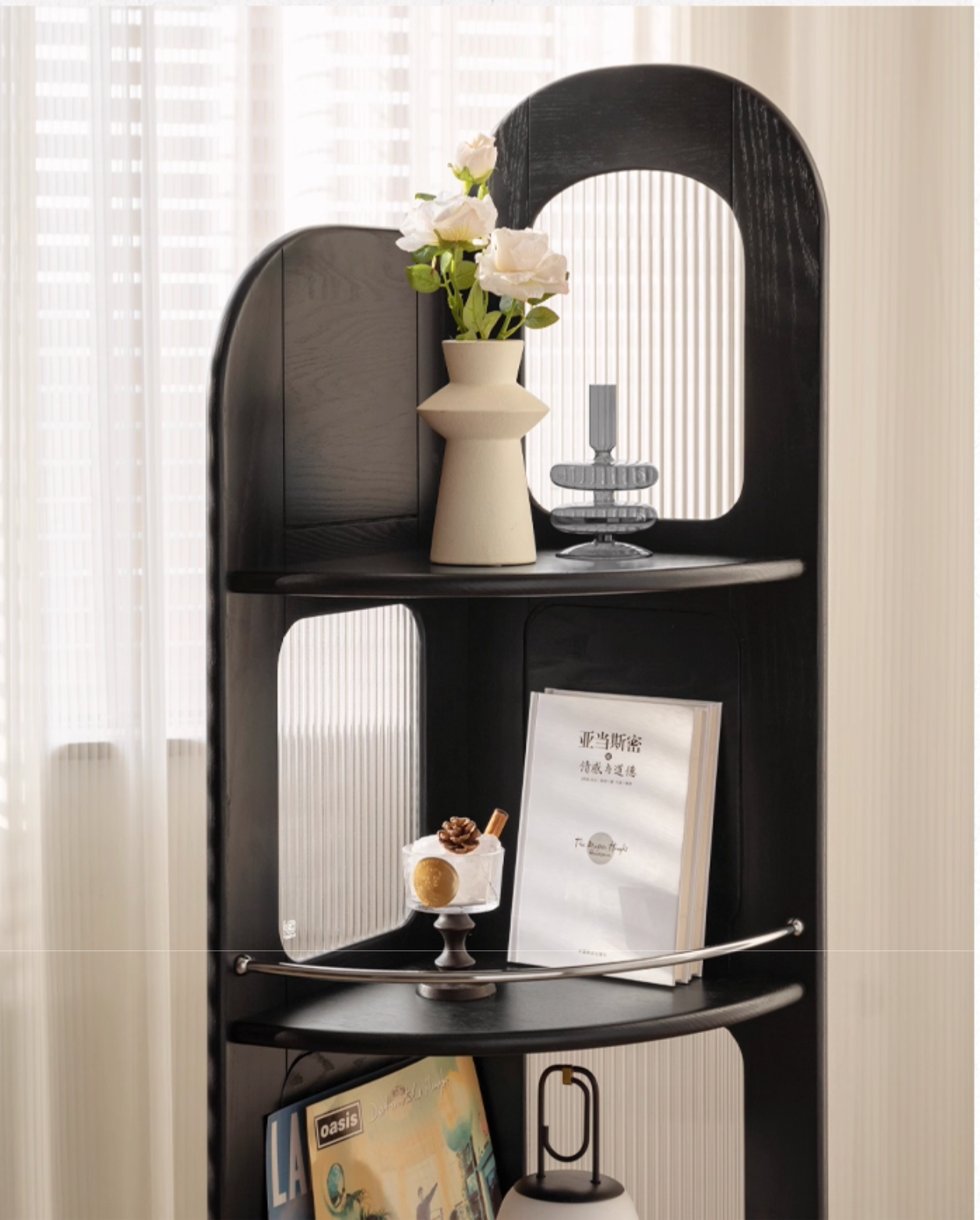 Oak Solid Wood Bauhaus Style Wall Mounted Corner Bookshelf