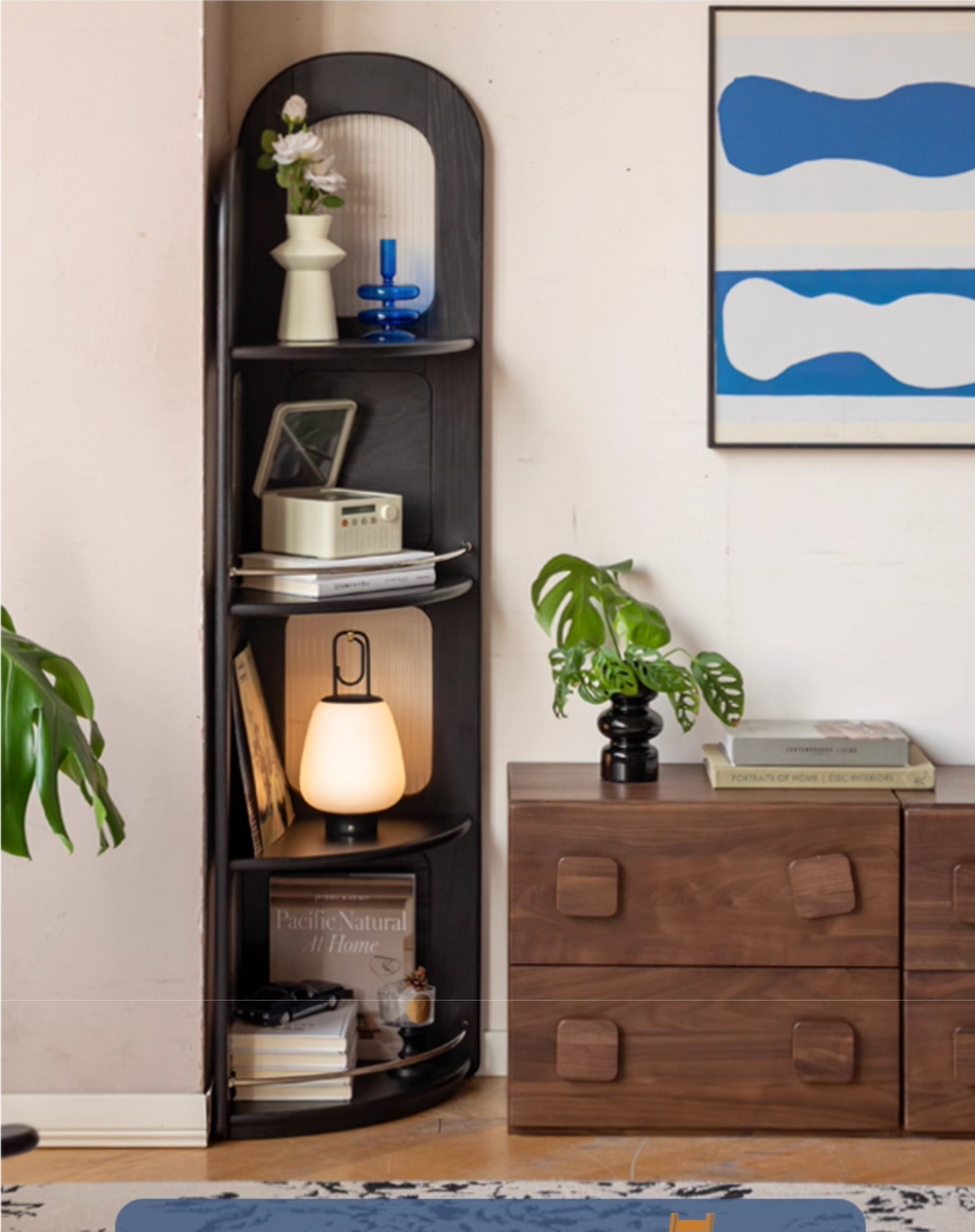 Oak Solid Wood Bauhaus Style Wall Mounted Corner Bookshelf