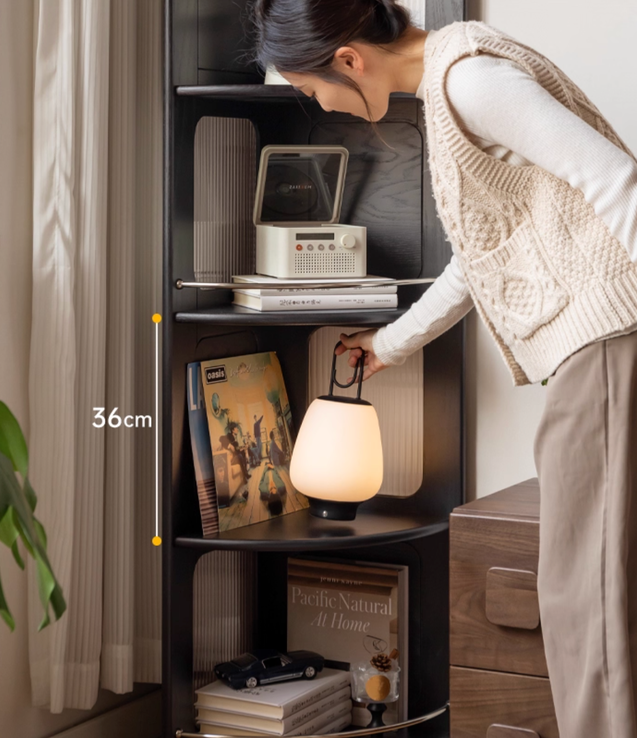 Oak Solid Wood Bauhaus Style Wall Mounted Corner Bookshelf