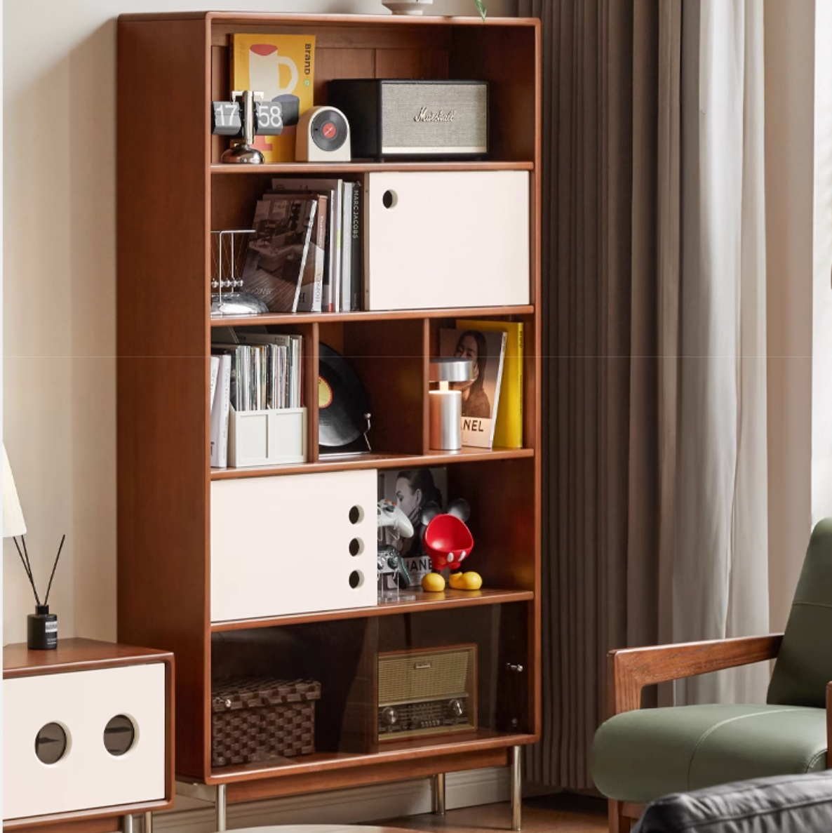 Poplar, Cherry Solid Wood Antique Style Bookshelf