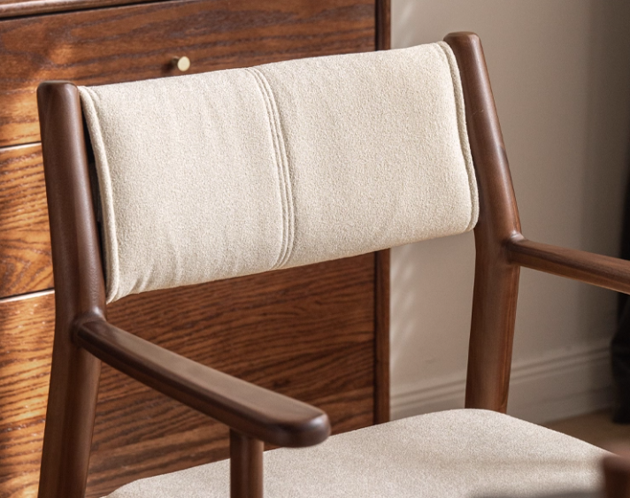 Golden Sandalwood Solid Wood Dining Soft Chair