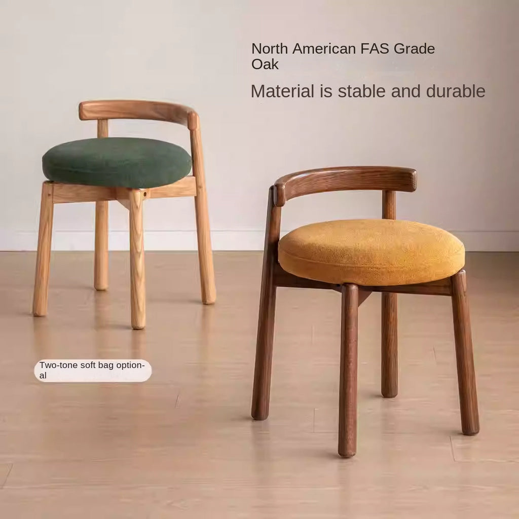 Black Walnut, Oak Solid Wood, Solid RubberWood Makeup Stool